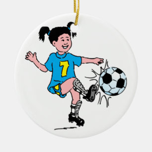 Girl Playing Soccer Keramik Ornament