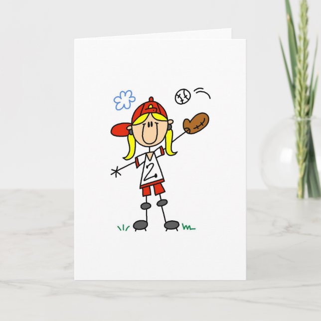 Girl Playing Softball Card Karte (Vorderseite)