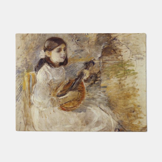 Girl Playing the Mandolin (von Berthe Morisot) Fußmatte (Vorderseite)