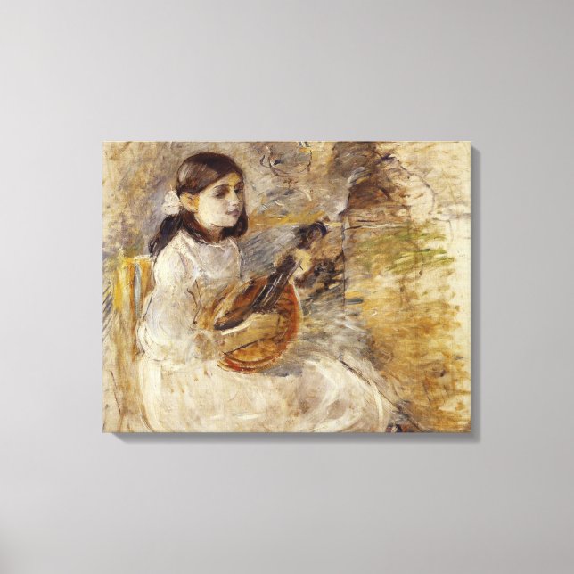 Girl Playing the Mandolin (von Berthe Morisot) Leinwanddruck (Vorderseite)