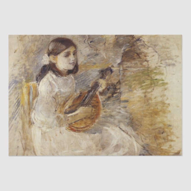 Girl Playing the Mandolin (von Berthe Morisot) Seidenpapier (Vorderseite)