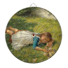 Girl Playing with Chicks (Hen und Huhn) Dartscheibe