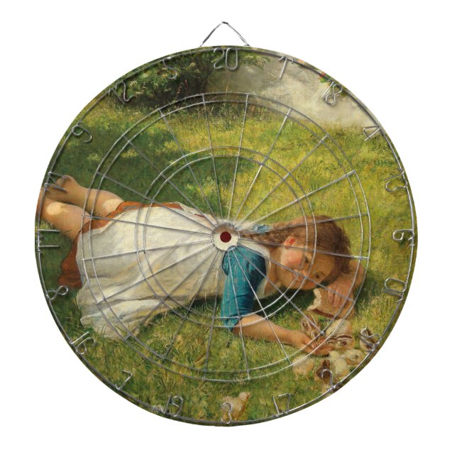 Girl Playing with Chicks (Hen und Huhn) Dartscheibe (vorne)