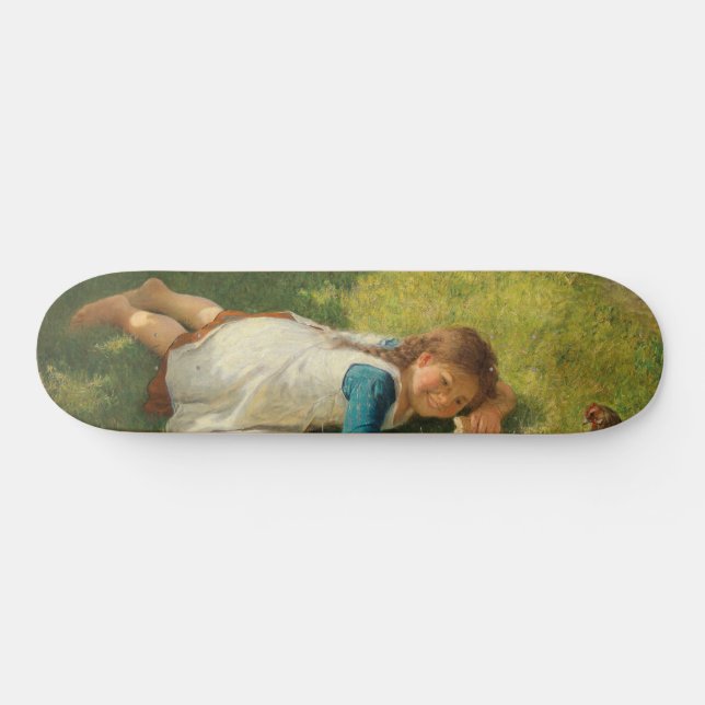 Girl Playing with Chicks (Hen und Huhn) Skateboard (Horizontal)