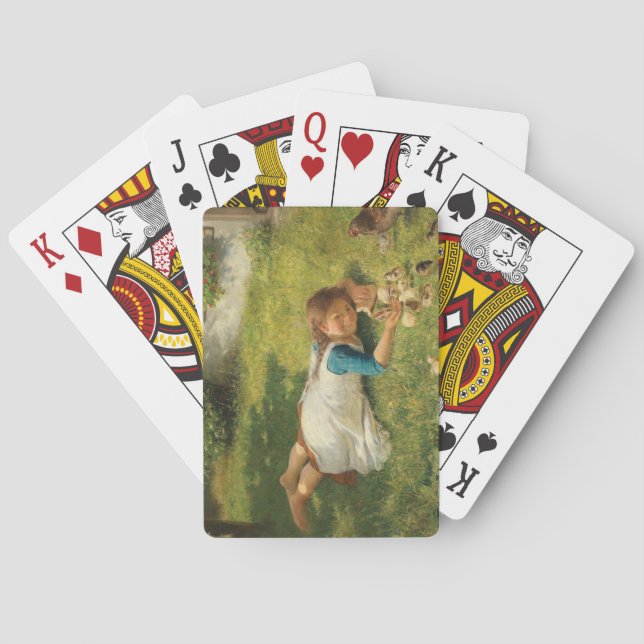 Girl Playing with Chicks (Hen und Huhn) Spielkarten (Rückseite)