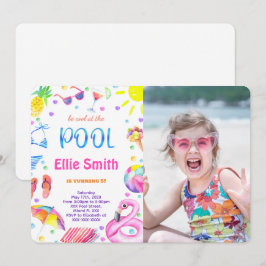 Girl Pool Foto Einladung