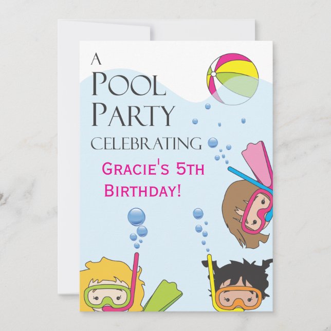 Girl Pool Geburtstagsparty Einladung (Vorderseite)