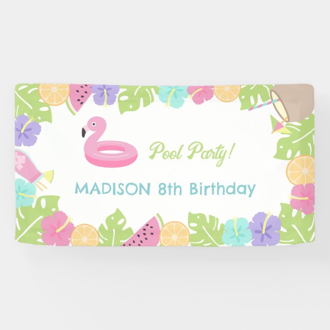 Girl Pool Party Banner (Horizontal)