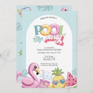Girl Pool Party Geburtstag Feiertagskarte