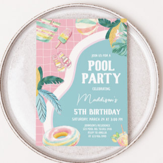 Girl Pool Party Geburtstagsparty Einladung
