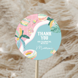 Girl Pool Party Geburtstagsparty Runder Aufkleber