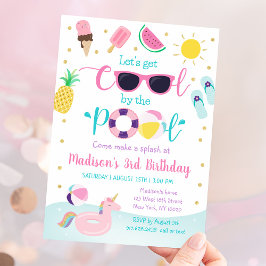 Girl Pool Party Sommer Geburtstag Einladung