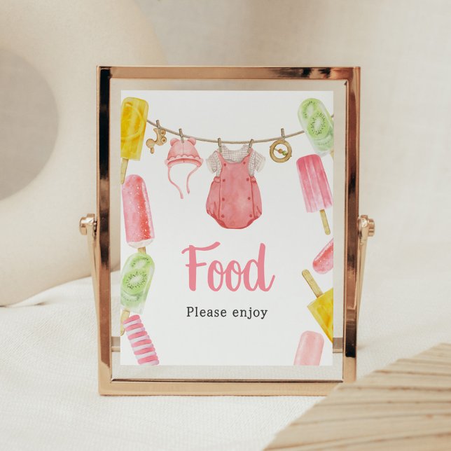 Girl Popsicle Baby Showfood Poster (Popsicle Baby Shower Food Sign)