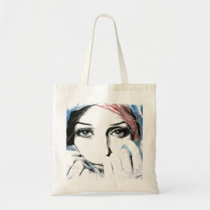 Girl-Portrait Hübsche Augen Wasserfarbene Malkunst Tragetasche