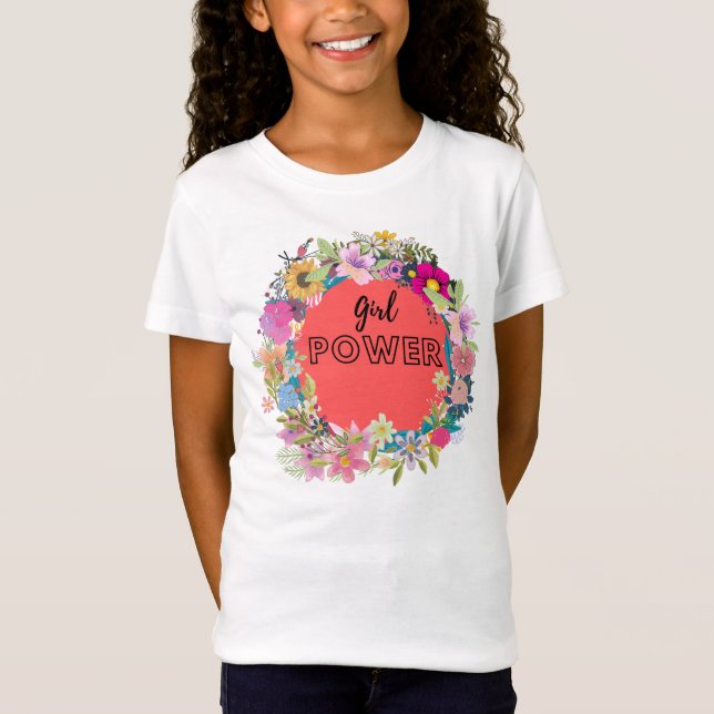 Girl-Power-Blumendesign T-Shirt (Vorderseite)