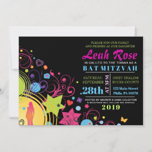 GIRL POWER Bright Bat Mitzvah Einladung