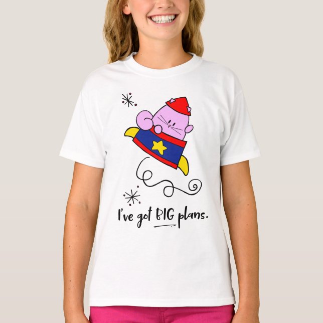 Girl Power Cartoon Astronaut Cat Girls' T-Shirt (Vorderseite)