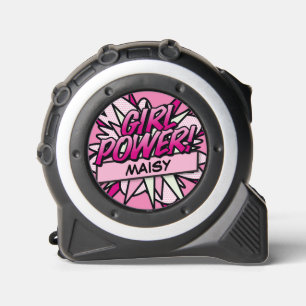 GIRL POWER Comic Book Pink Personalisierter Name Maßband