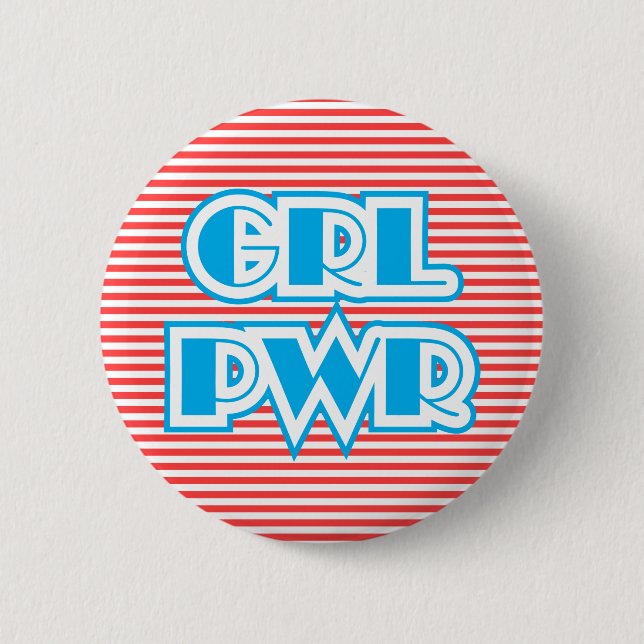 Girl-Power, das mit Streifen-Sammlung spielt, Button (Vorderseite)