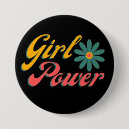 Girl-Power-farbiges Retro-Design Button