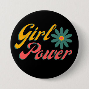 Girl-Power-farbiges Retro-Design Button