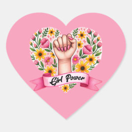 Girl Power Feminist Herz-Aufkleber