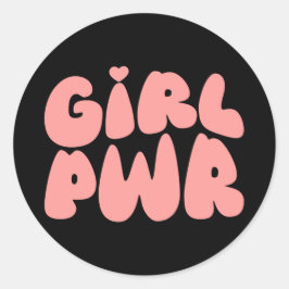 Girl Power Feminist Runder Aufkleber
