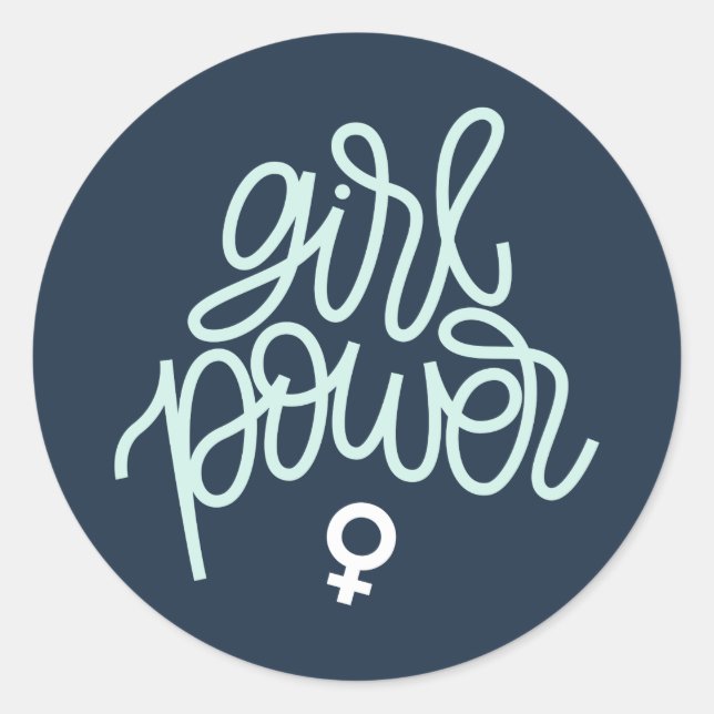 "Girl Power" Feminist Themed Runder Aufkleber (Vorderseite)