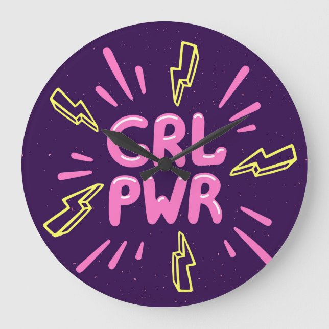 Girl Power feministischer Slogan, violetter Hinter Große Wanduhr (Vorderseite)
