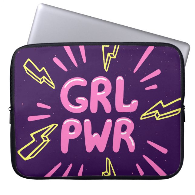 Girl Power feministischer Slogan, violetter Hinter Laptopschutzhülle (Vorderseite)