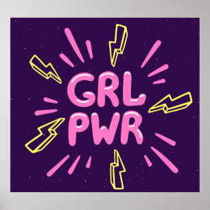 Girl Power feministischer Slogan, violetter Hinter Poster