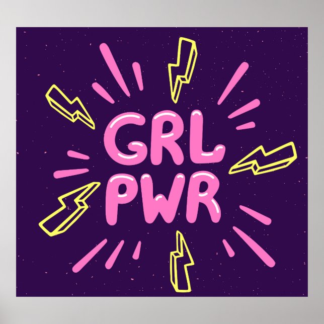 Girl Power feministischer Slogan, violetter Hinter Poster (Vorne)