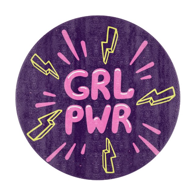 Girl Power feministischer Slogan, violetter Hinter Schneidebrett (Vorderseite)