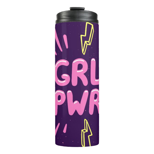 Girl Power feministischer Slogan, violetter Hinter Thermosbecher (Vorderseite)