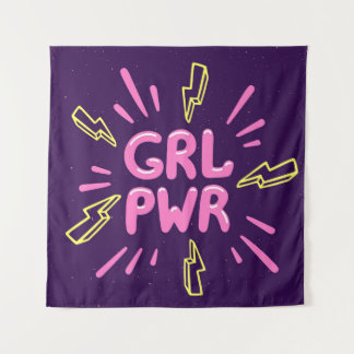 Girl Power feministischer Slogan, violetter Hinter Wandteppich