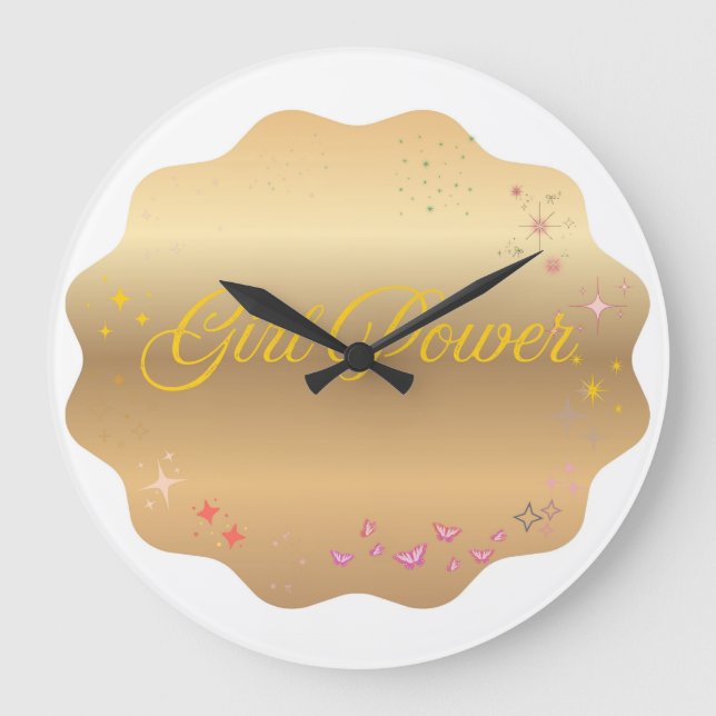 Girl-Power-Form Große Wanduhr (Vorderseite)