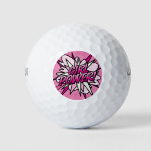 GIRL POWER Fun Retro Comic Buch Rosa Golfball