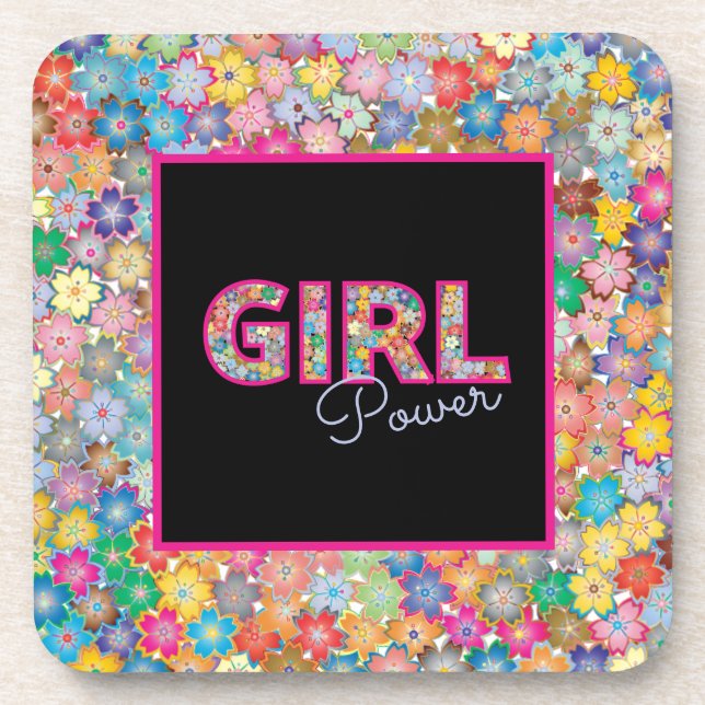 Girl-Power | Girl-farbige Blumengeschenke für sie Getränkeuntersetzer (Vorderseite)