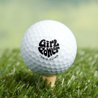 Girl Power Heart Custom Text or Name Golfball