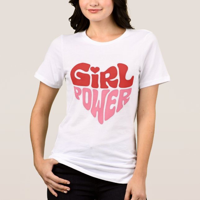 Girl-Power Herzdesign Tri-Blend Shirt (Vorderseite)