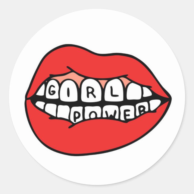 Girl Power Lips Runder Aufkleber (Vorderseite)