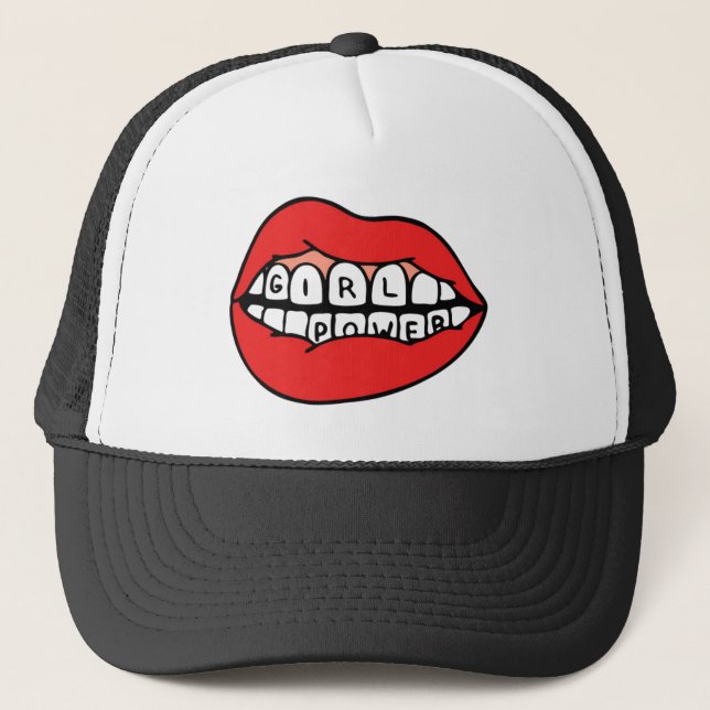 Girl Power Lips Truckerkappe (Vorderseite)