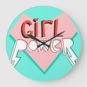 Girl-Power: Niedlicher grafischer Slogan Große Wanduhr