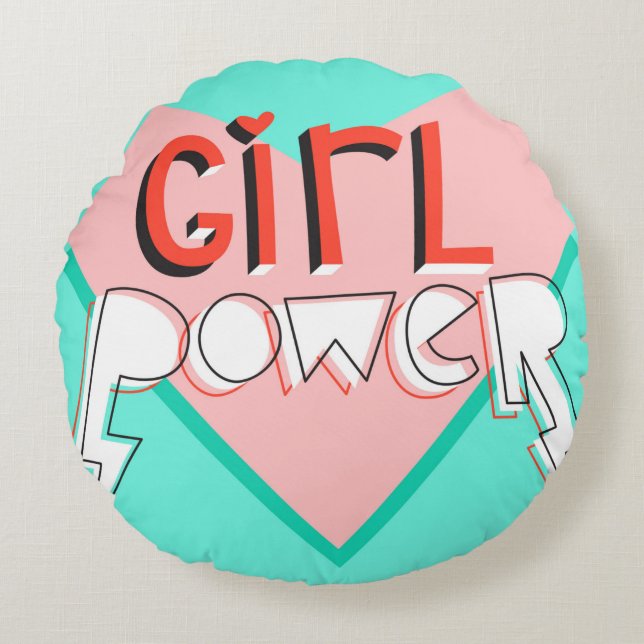 Girl-Power. Niedliches Design mit brillantem grafi Rundes Kissen (Vorderseite)