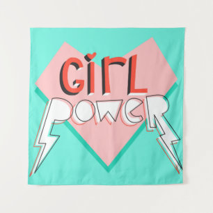 Girl-Power. Niedliches Design mit brillantem grafi Wandteppich