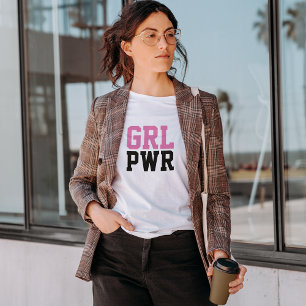 Girl Power Pink Black Modern Feminist GRL PWR T-Shirt