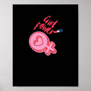 Girl Power Pink Feminist Sticker Poster