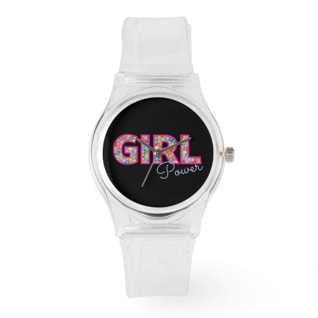 Girl-Power | Pink Girly Beautiful Wildblume Frauen Armbanduhr (Vorderseite)