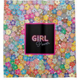 Girl-Power | Pink Girly Beautiful Wildblume Frauen Duschvorhang