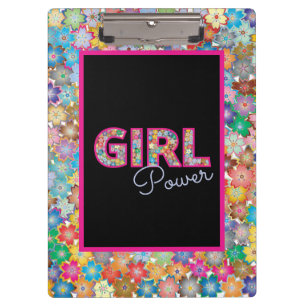 Girl-Power   Pink Girly Beautiful Wildblume Frauen Klemmbrett